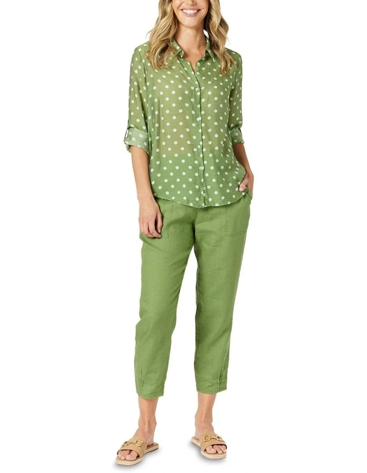 Sarah Linen Pant in Green image 4