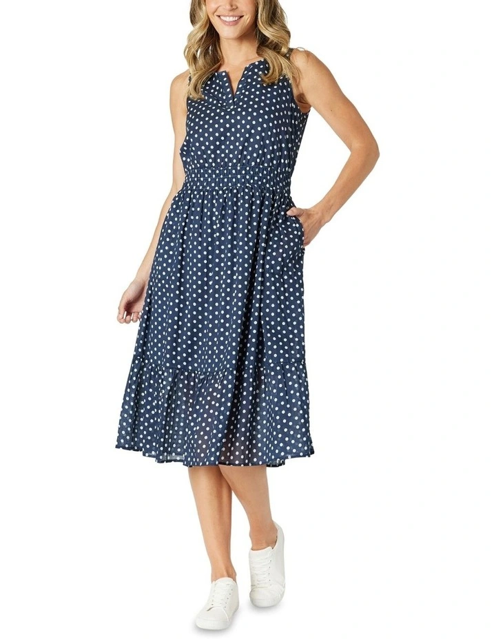 Get Spotty Dress in Navy image 1