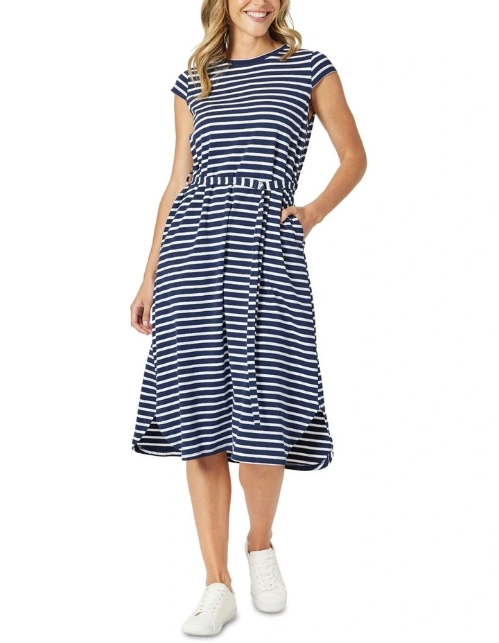 Nautical Stripe Dress in Blue image 1