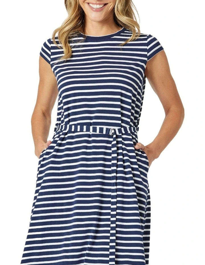 Nautical Stripe Dress in Blue image 4