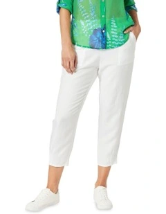 Lino Tapered Leg Pant in White