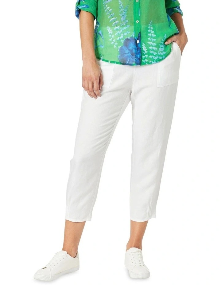 Lino Tapered Leg Pant in White image 1