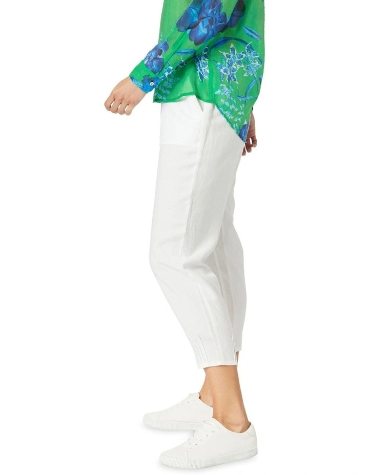 Lino Tapered Leg Pant in White image 2