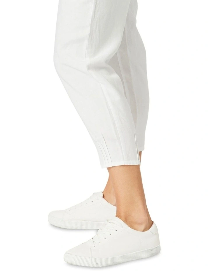 Lino Tapered Leg Pant in White image 5
