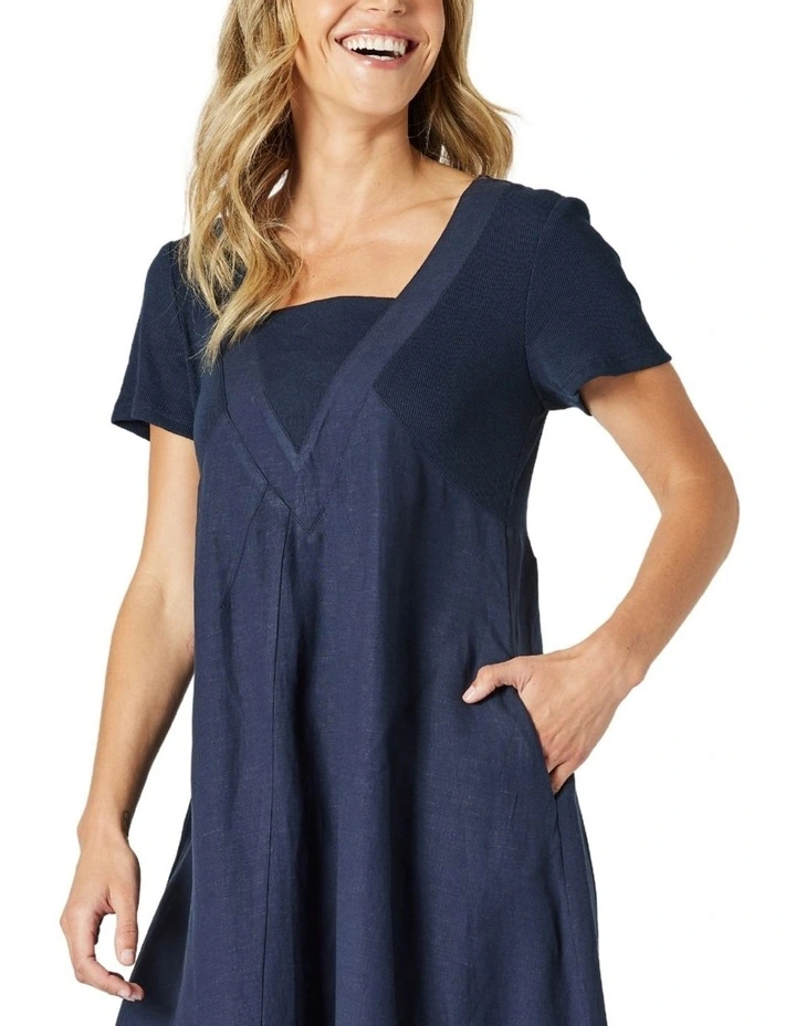 Lino Le Marais Dress in Navy image 4