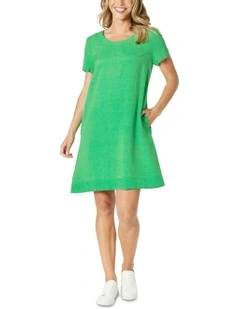Lino Stitch Dress in Green