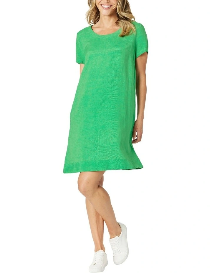 Lino Stitch Dress in Green image 5