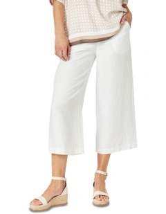 Lino Wide Leg Pant in White