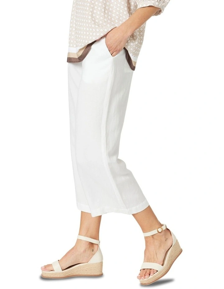 Lino Wide Leg Pant in White image 2