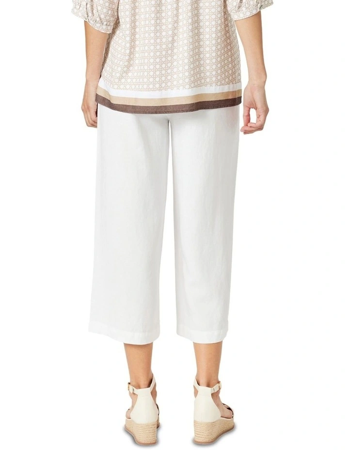 Lino Wide Leg Pant in White image 3