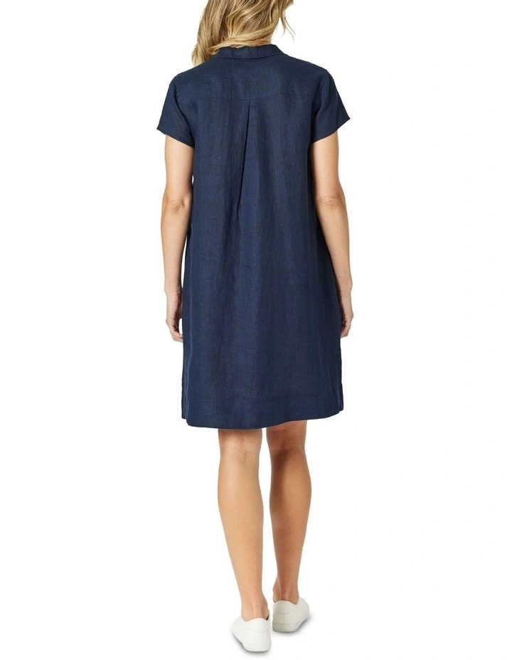 Delta Lino Dress in Navy image 3