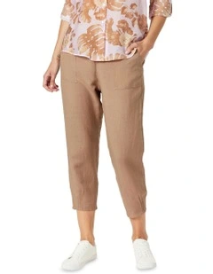 Lino Tapered Leg Pant in Nutmeg