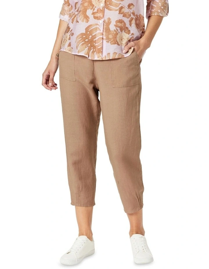 Lino Tapered Leg Pant in Nutmeg image 1