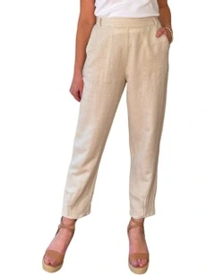 Lino Tapered Leg Pant in Beige