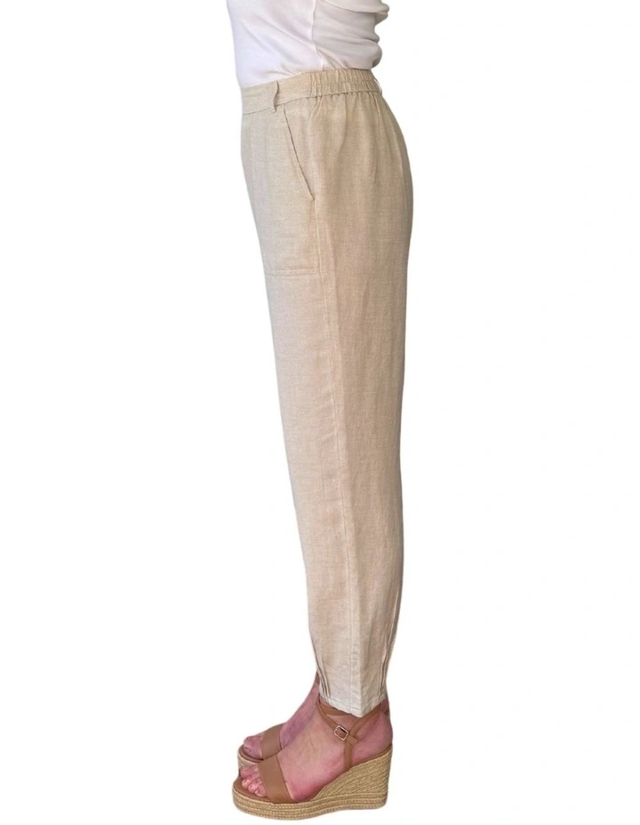 Lino Tapered Leg Pant in Beige image 2
