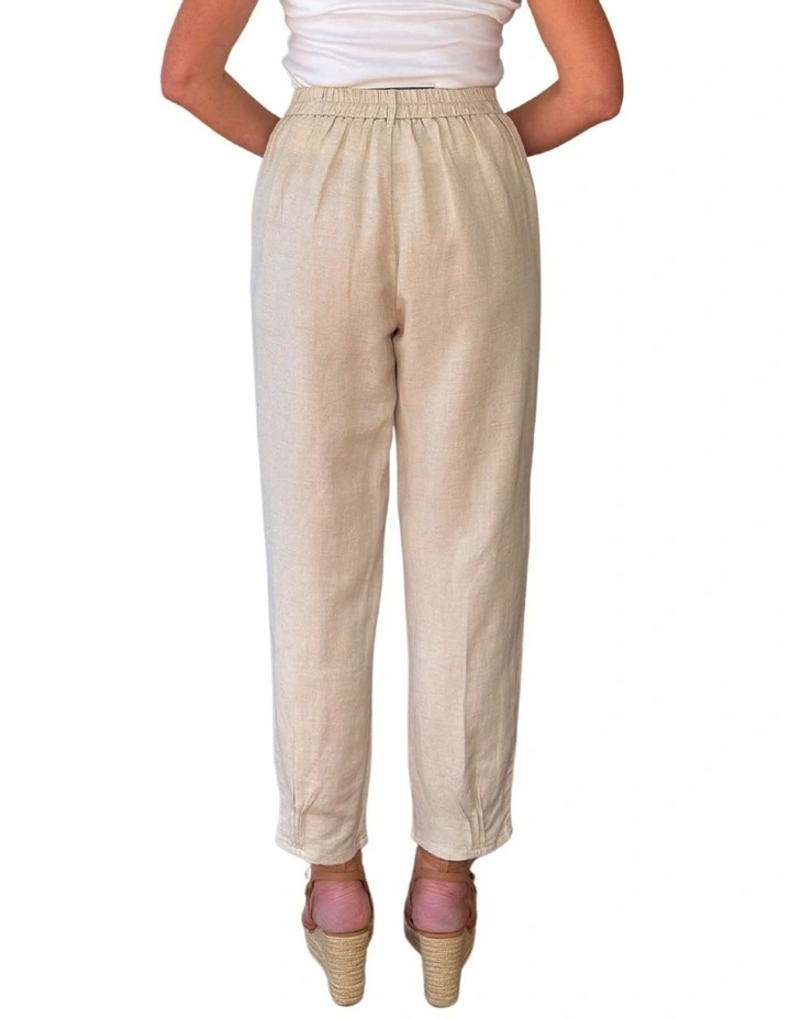 Lino Tapered Leg Pant in Beige image 4