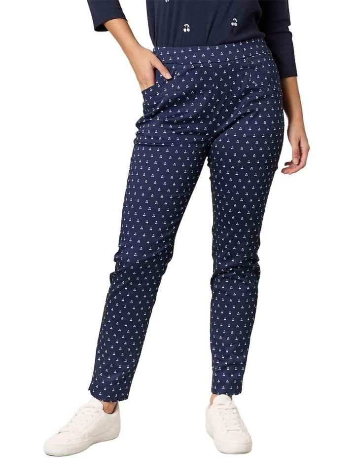 Cherry Print Pant in Blue image 1