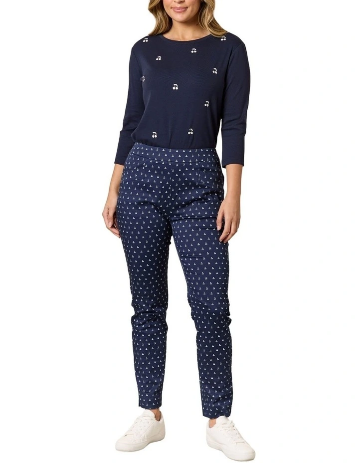 Cherry Print Pant in Blue image 4