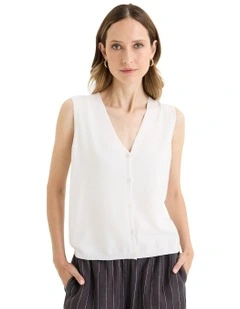 Rise Knit Vest in White