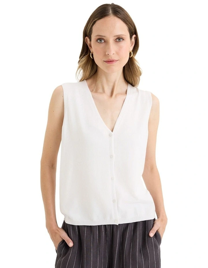 Rise Knit Vest in White image 1