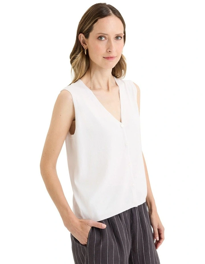 Rise Knit Vest in White image 3