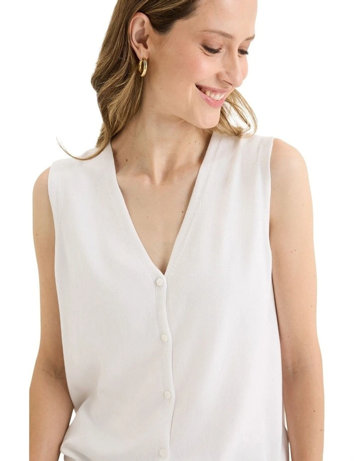 Rise Knit Vest in White image 4