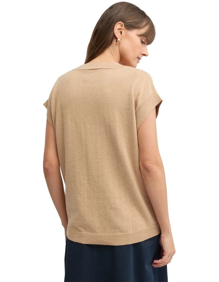 Sepal Knit Top in Camel Marle image 2
