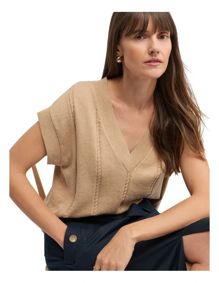 Sepal Knit Top in Camel Marle image 4