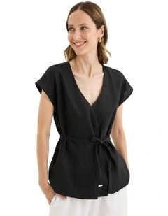 Tirari Wrap Top in Black