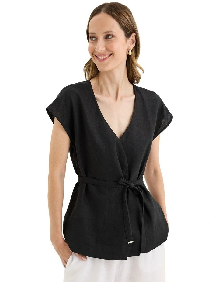 Tirari Wrap Top in Black image 1