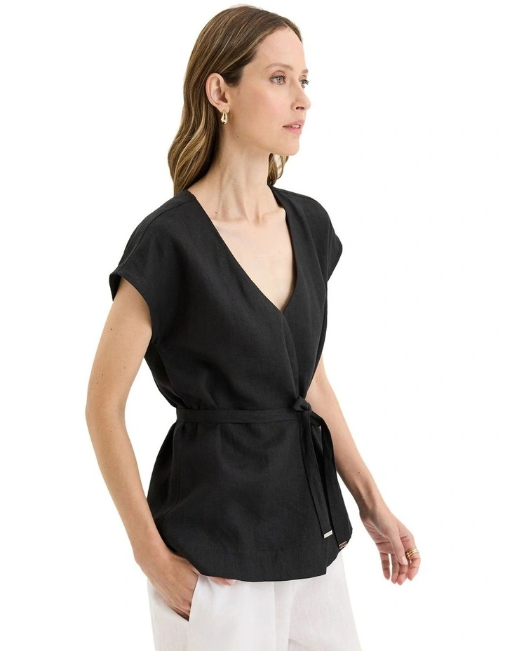 Tirari Wrap Top in Black image 3