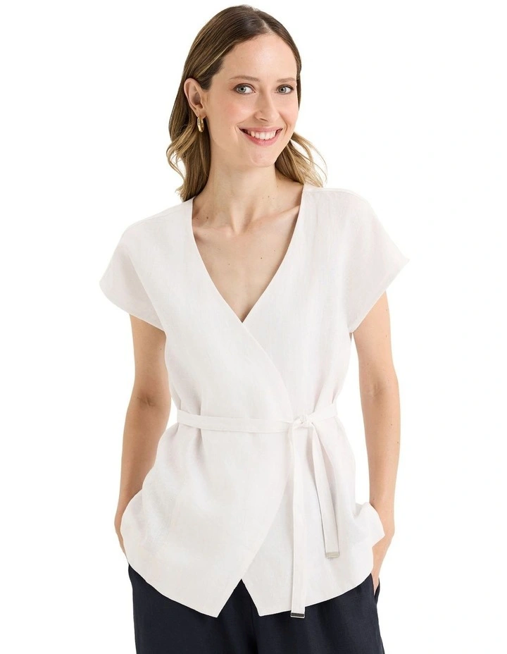 Tirari Wrap Top in White image 1