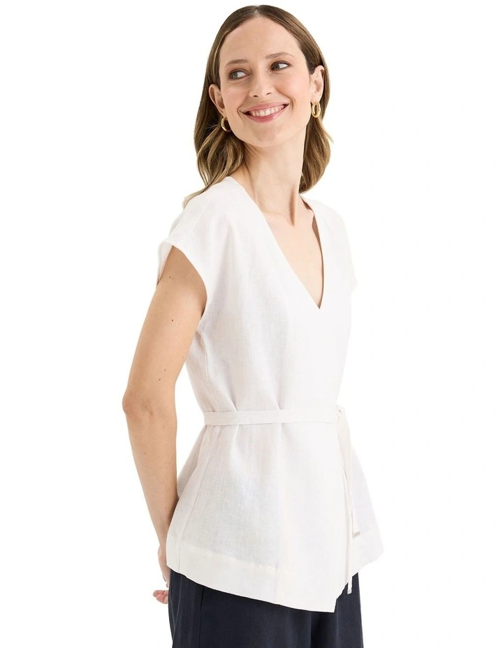 Tirari Wrap Top in White image 3