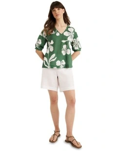 Secluded Top in Green Print