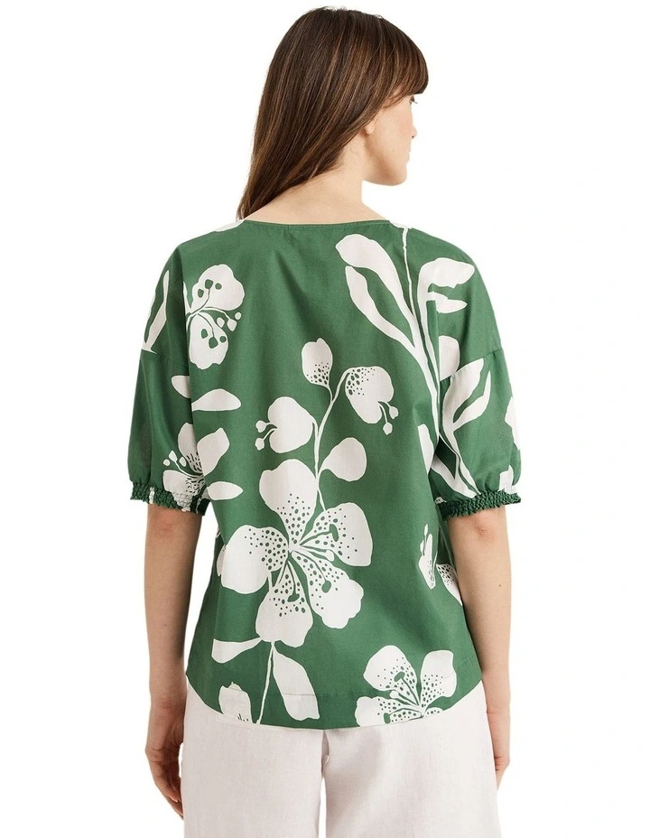 Secluded Top in Green Print image 2