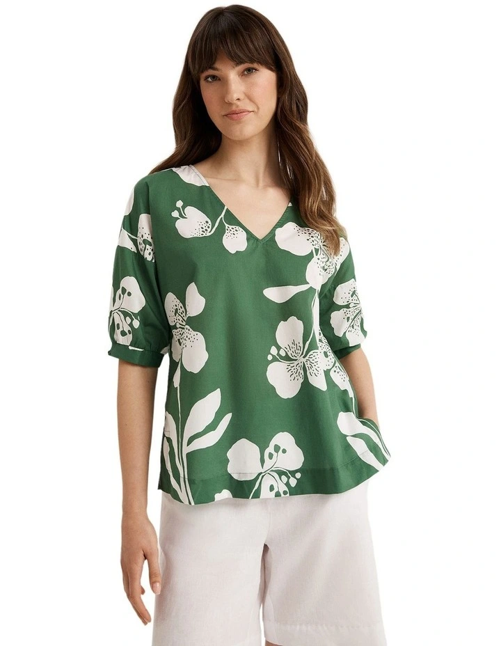 Secluded Top in Green Print image 3