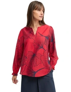 Staten Blouse in Red Staten Print