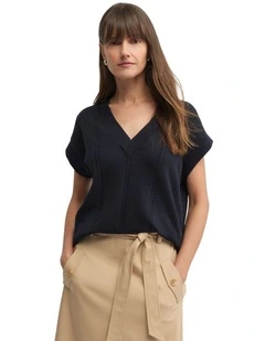 Sepal Knit Top in Navy