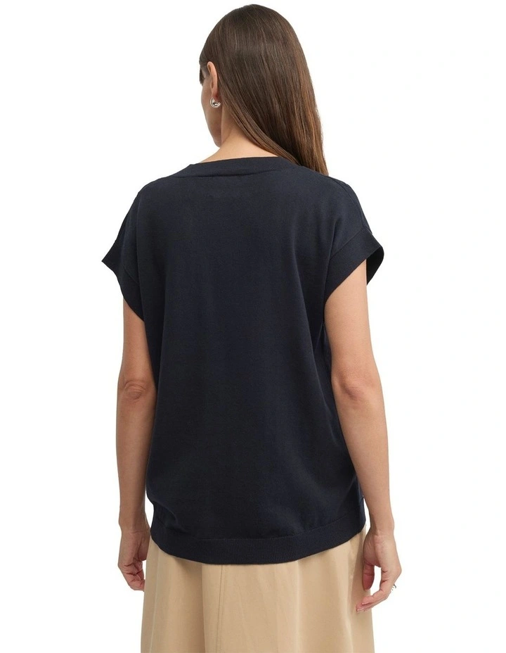 Sepal Knit Top in Navy image 2
