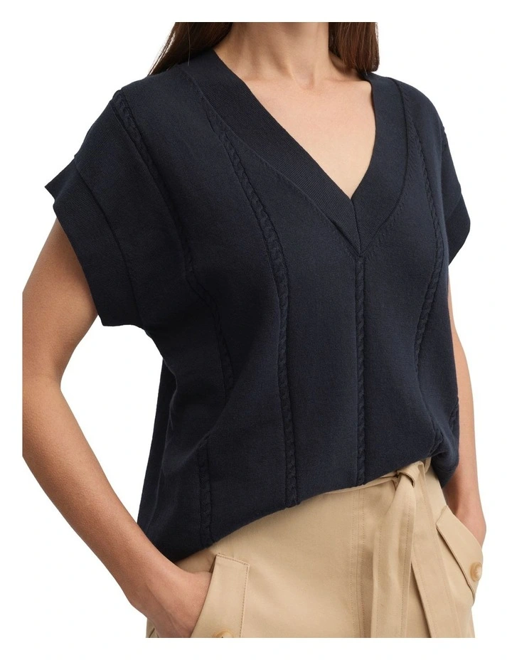 Sepal Knit Top in Navy image 4