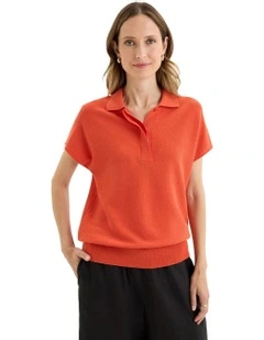 Dune Knit Top in Red