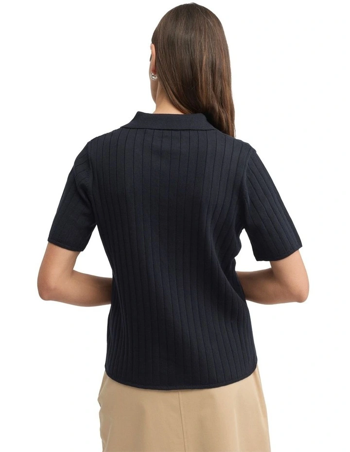 Cafe Knit Polo in Navy image 2