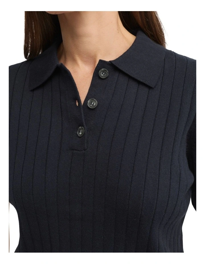 Cafe Knit Polo in Navy image 4