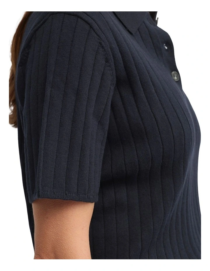 Cafe Knit Polo in Navy image 5