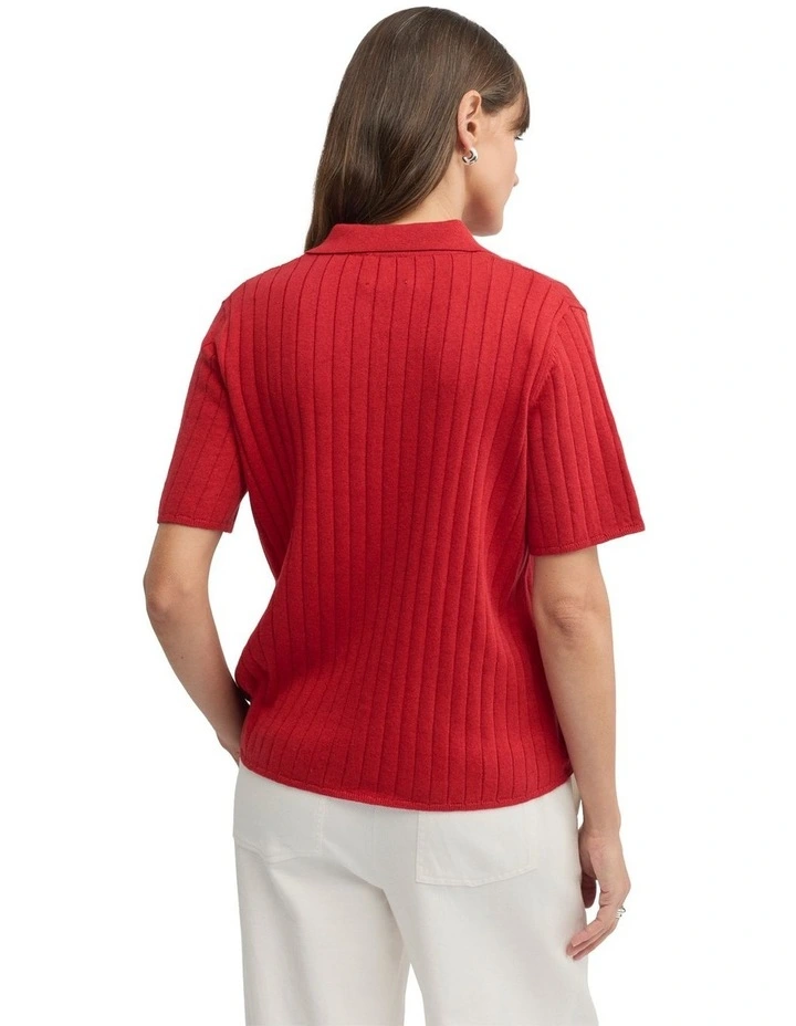 Cafe Knit Polo in Ruby image 2