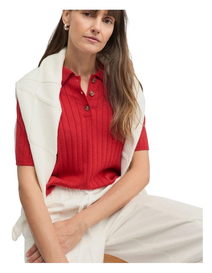 Cafe Knit Polo in Ruby image 4