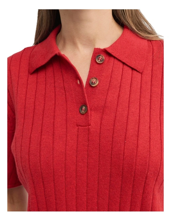 Cafe Knit Polo in Ruby image 5