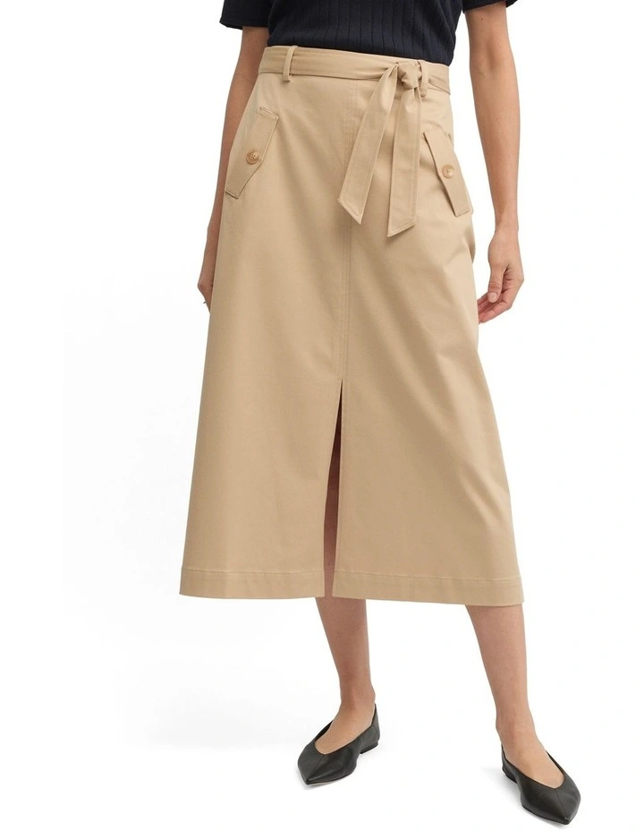 Nova Multi Button Skirt in Camel image 1