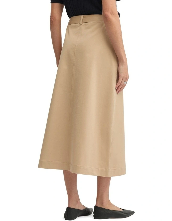 Nova Multi Button Skirt in Camel image 2