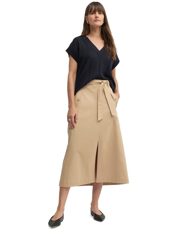 Nova Multi Button Skirt in Camel image 3